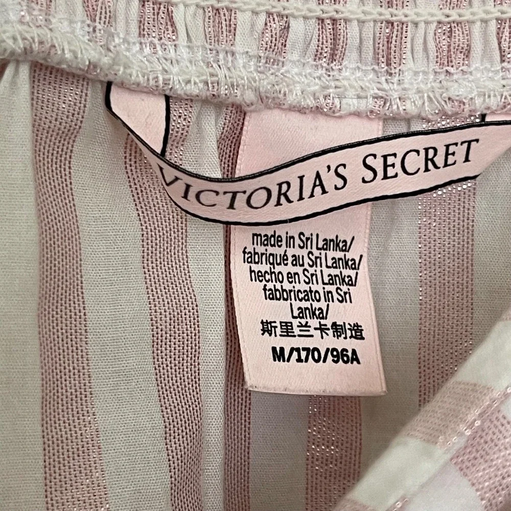 Victoria's Secret Camisole Women M Pink Stripe Metallic Tie Front Coquette Y2K‎